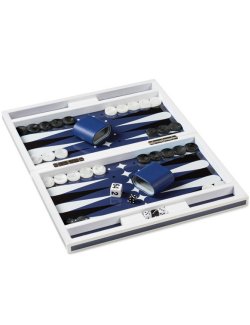 Lacquered Wood Nautical Blue Superyacht Backgammon Set - Nautical Luxuries