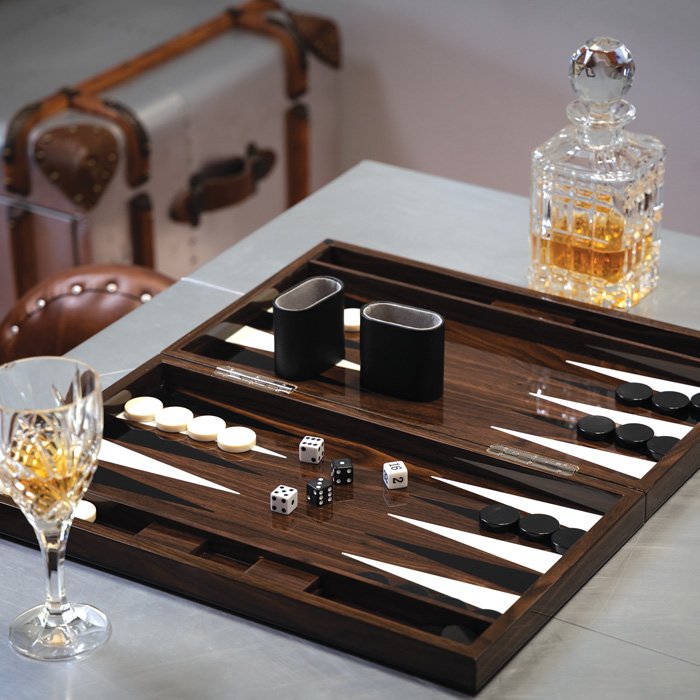 Lacquered Wood Grain Superyacht Backgammon Set - Nautical Luxuries