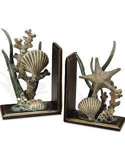 Shell Reef Metal Bookend Set - Nautical Luxuries