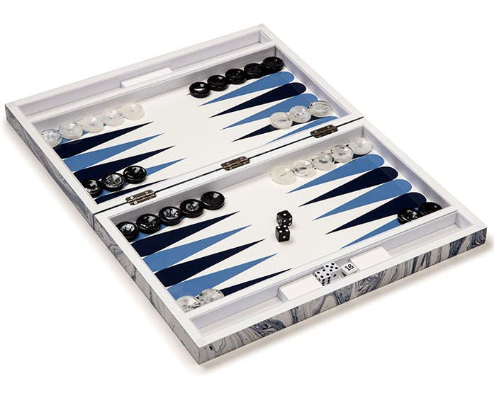 Marble Style Lacquered Superyacht Backgammon Sets - Nautical Luxuries
