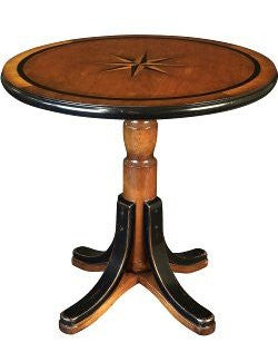 Inlaid Compass Rose Wooden Accent Table - Nautical Luxuries