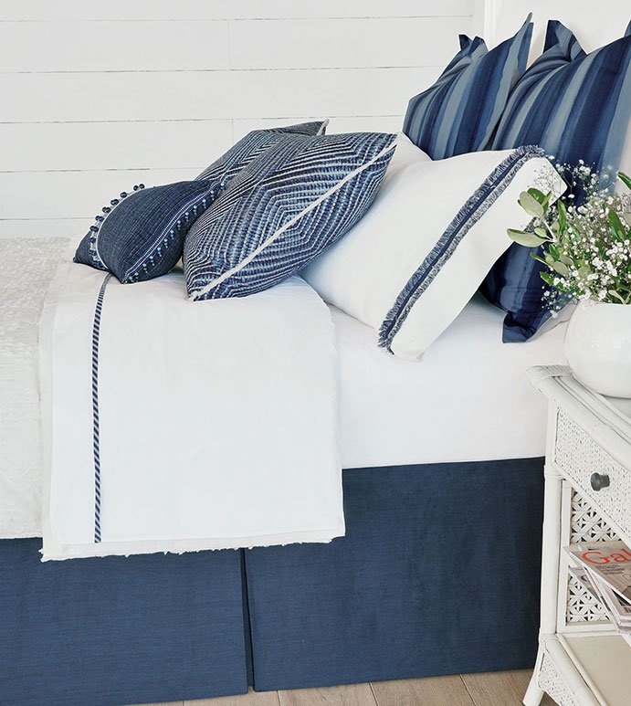 Navy Canted Stripes Border  Sheet Set - Nautical Luxuries