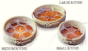 Italian Teak Inlay Rope Serving Trays - Nautical Luxuries