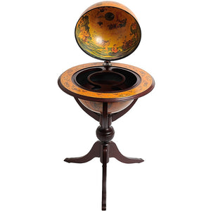 Old World Pedestal Floor-Standing Globe Bar - Nautical Luxuries