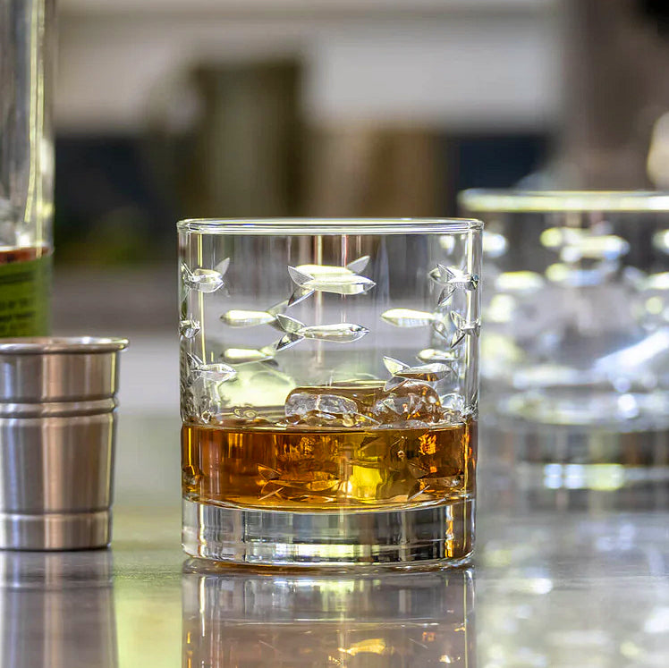 Etched Fish Coastal Barware/Stemware Collection - Nautical Luxuries