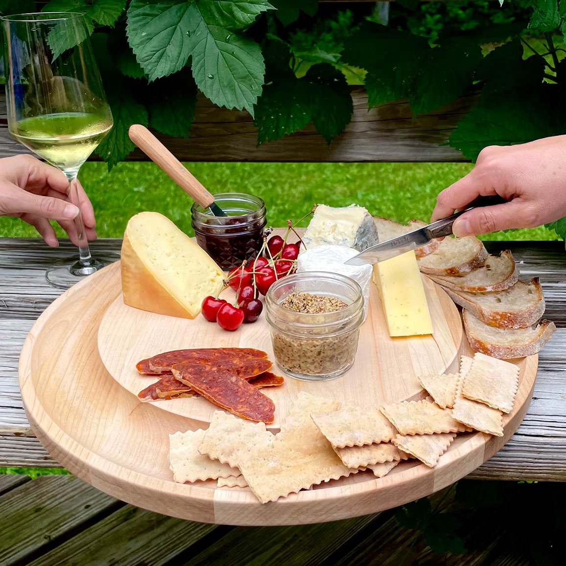 Entertaining In-The-Round Maple Wood Serving Boards - Nautical Luxuries