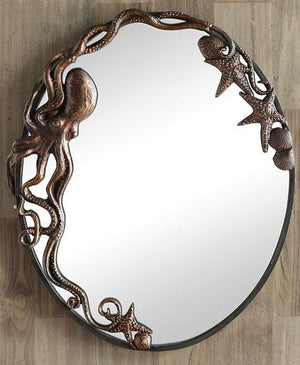 Denizen Of The Deep Coastal Wall Mirror/Oval - Nautical Luxuries